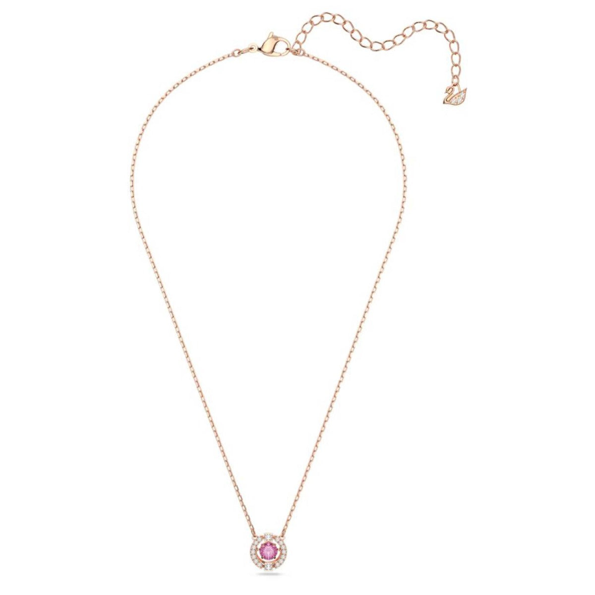 Swarovski Sparkling Dance Round Necklace Red Rose Gold Plated David Shuttle Ltd