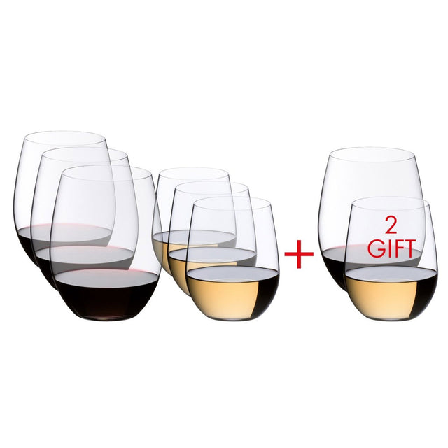 Riedel O Wine Tumbler Cabernet / Merlot & Viognier / Chardonnay Glasses (Set of 8)