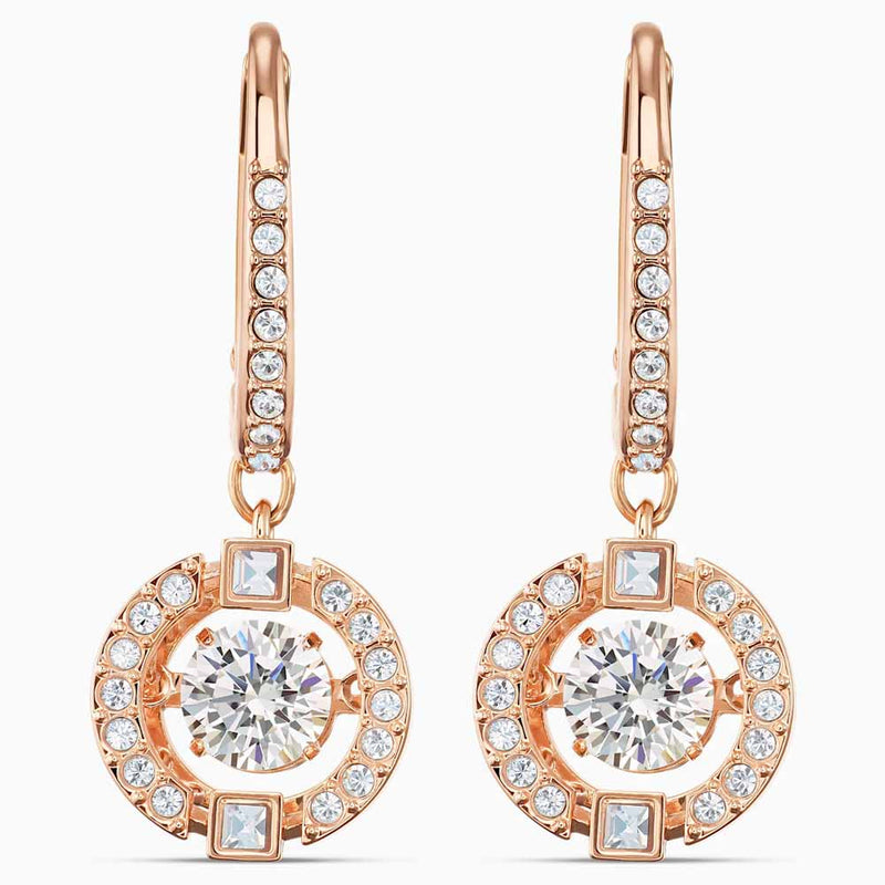 Swarovski Sparkling Dance Pierced Earrings, White, Rose Gold Plated