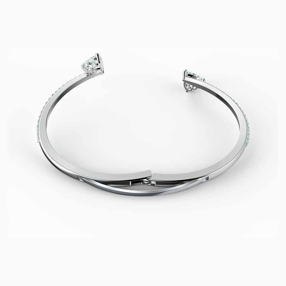 Hyperbola bangle, Infinity and heart, White, Mixed metal
