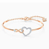 Swarovski Infinity Heart Bangle, White, Mixed Metal Finish