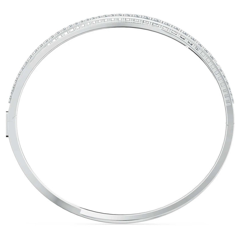Swarovski Twist bangle, White, Rhodium plated