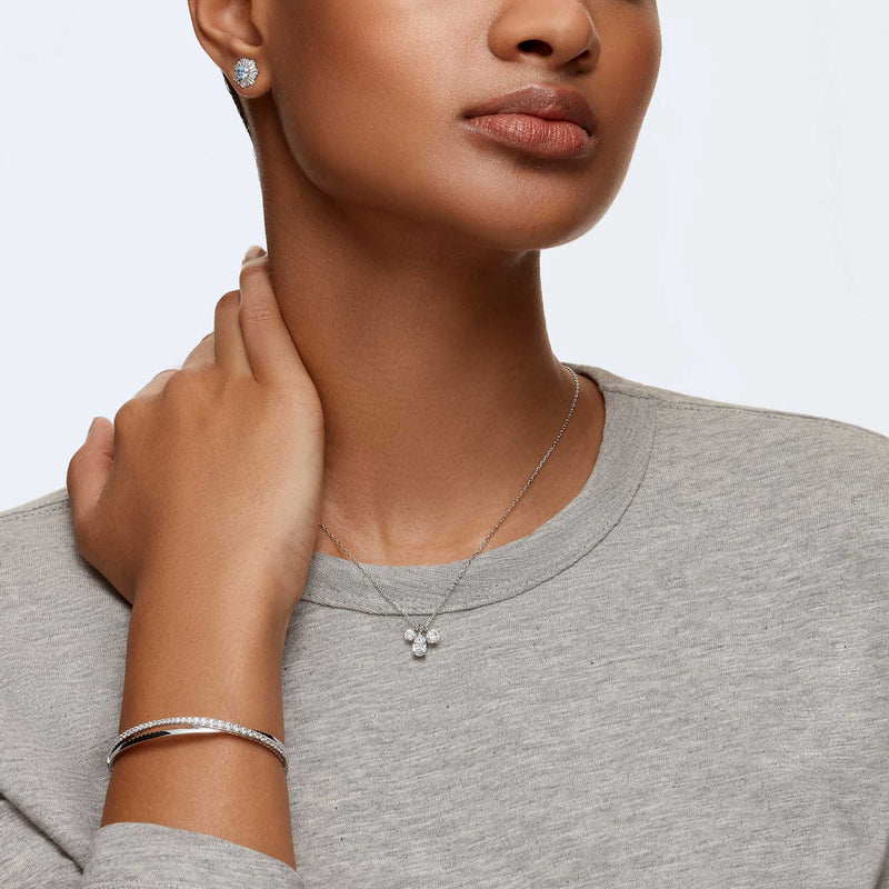 Swarovski Twist bangle, White, Rhodium plated