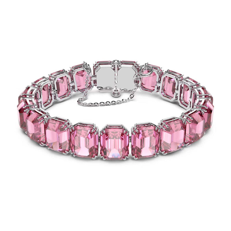 Swarovski Millenia Bracelet, Octagon Cut Crystals, Pink, Rhodium Plated
