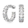 Swarovski Millenia Hoop Earrings, Octagon cut, White, Rhodium plated