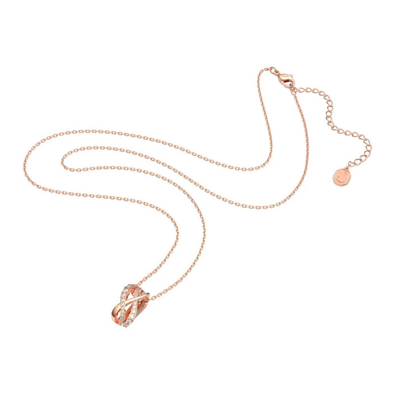 Swarovski Twist Necklace, White, Rose Gold-Tone Plated
