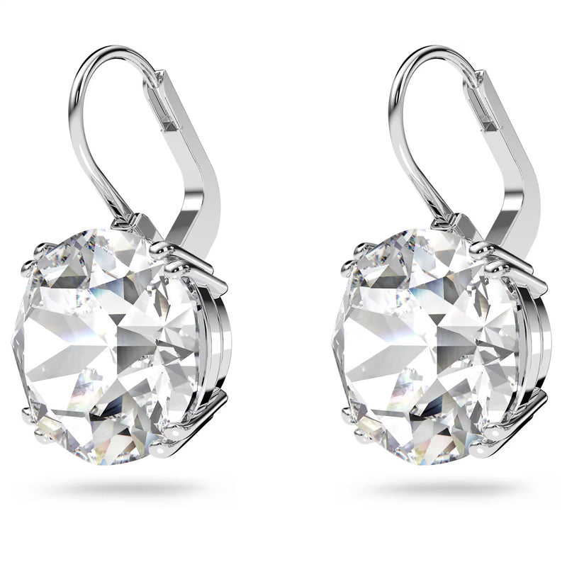 Swarovski Millenia drop sleek earrings, Round cut, White, Rhodium plated