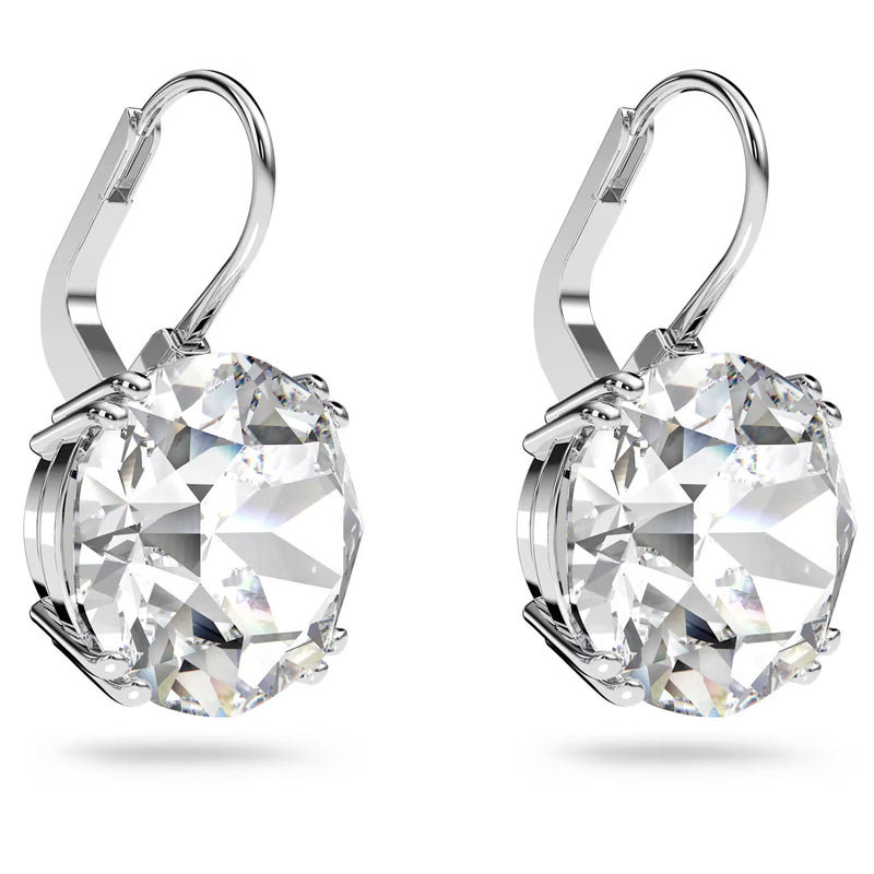 Swarovski Millenia drop sleek earrings, Round cut, White, Rhodium plated