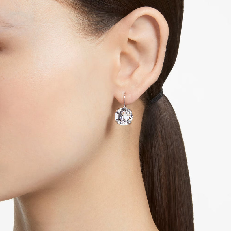 Swarovski Millenia drop sleek earrings, Round cut, White, Rhodium plated