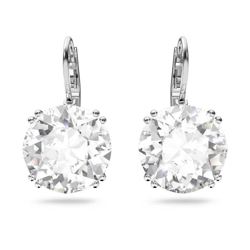 Swarovski Millenia Drop Earrings, Round cut, White, Rhodium plated
