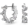 Swarovski Ortyx hoop earrings, Triangle cut, Small, White, Rhodium plated