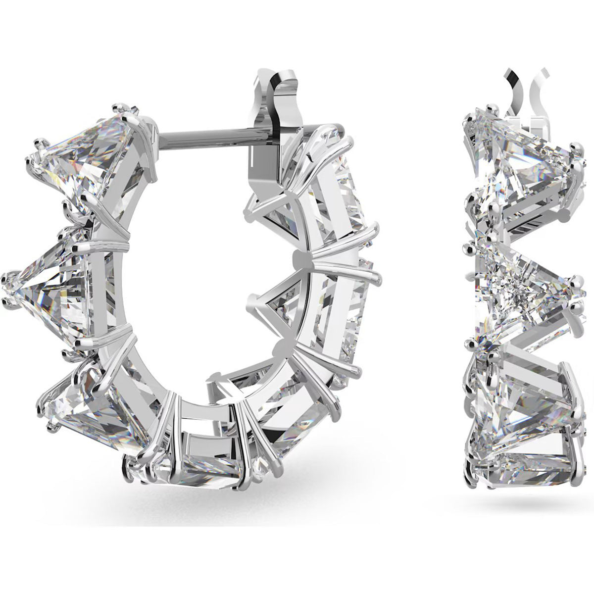 5619154 Swarovski Jewellery Ortyx hoop earrings, Triangle cut, Small, White ...