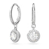 Swarovski Constella Drop Earrings, Round cut, Pave, White, Rhodium plated