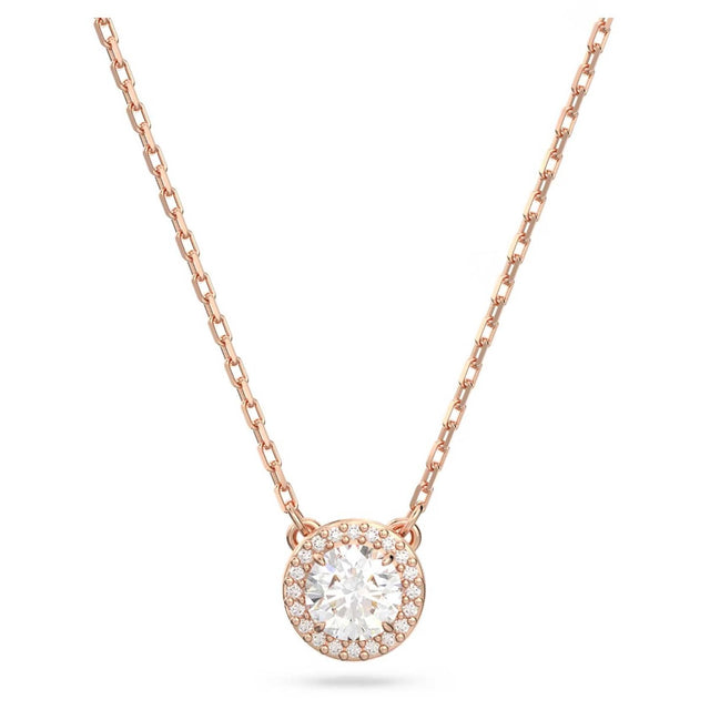 Swarovski Constella Pendant, Round cut, Pave, White, Rose gold-tone plated
