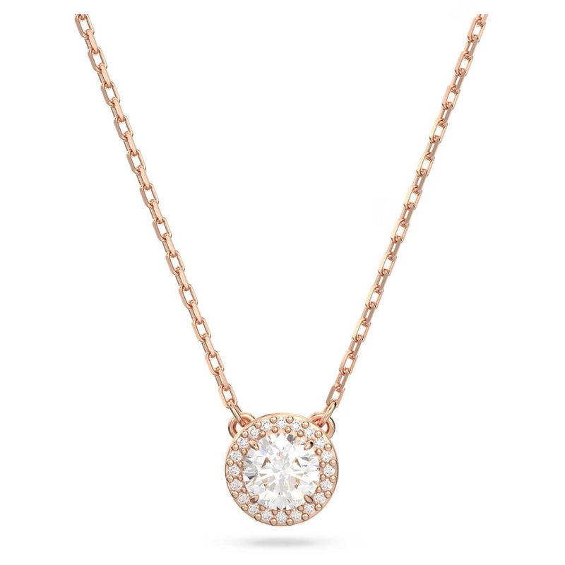 Swarovski Constella Pendant, Round cut, Pave, White, Rose gold-tone plated
