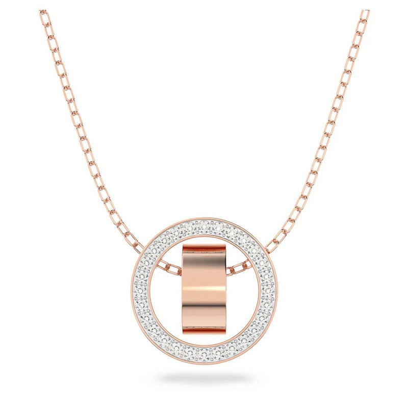 Swarovski Hollow Pendant, Circle, White, Rose-gold tone plated
