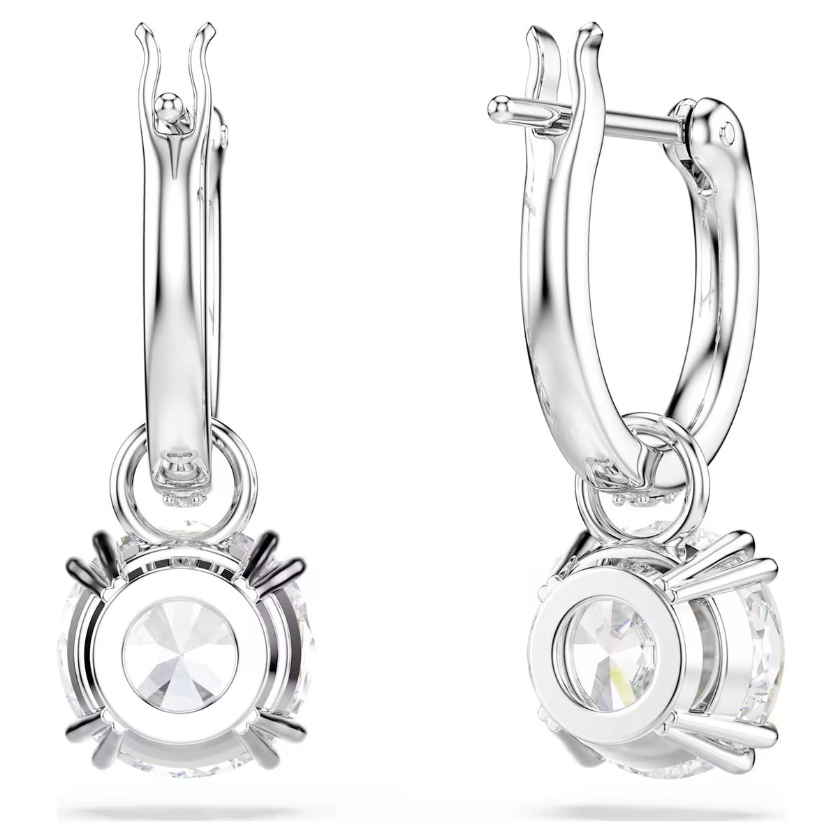 Swarovski Constella Drop Earrings, Round cut, White, Rhodium plated ...