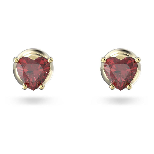 Swarovski Stilla Stud Earrings, Heart, Red, Gold-Tone Plated
