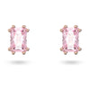 Swarovski Stilla Stud Earrings, Cushion Cut, Pink, Rose Gold-Tone Plated
