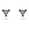 Swarovski Stilla Stud Earrings, Triangle Cut, Grey, Ruthenium Plated