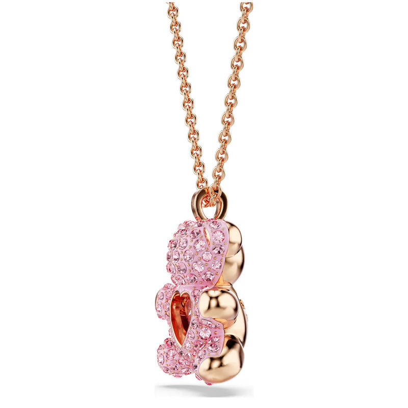 Swarovski Teddy pendant, Bear, Pink, Rose gold-tone plated