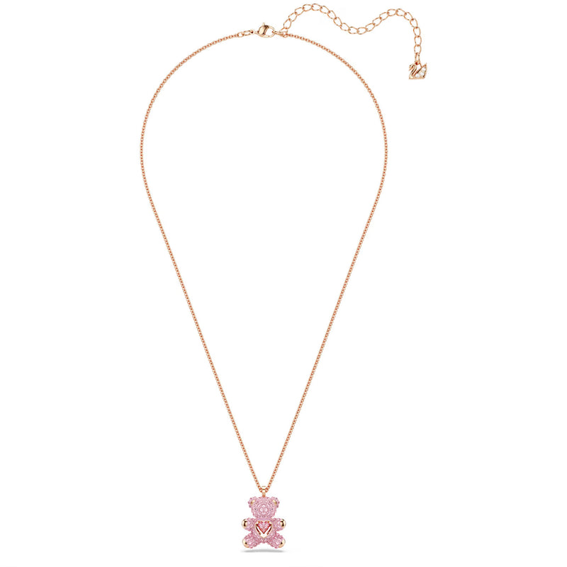 Swarovski Teddy pendant, Bear, Pink, Rose gold-tone plated