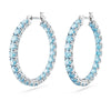 Swarovski Matrix hoop earrings, Round cut, Blue, Rhodium plated