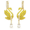 Swarovski Iconic Swan Drop Earrings, Swan, Yellow, Gold-tone Plated