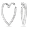 Swarovski Matrix Hoop Earrings, Heart, Large, White, Rhodium Plated