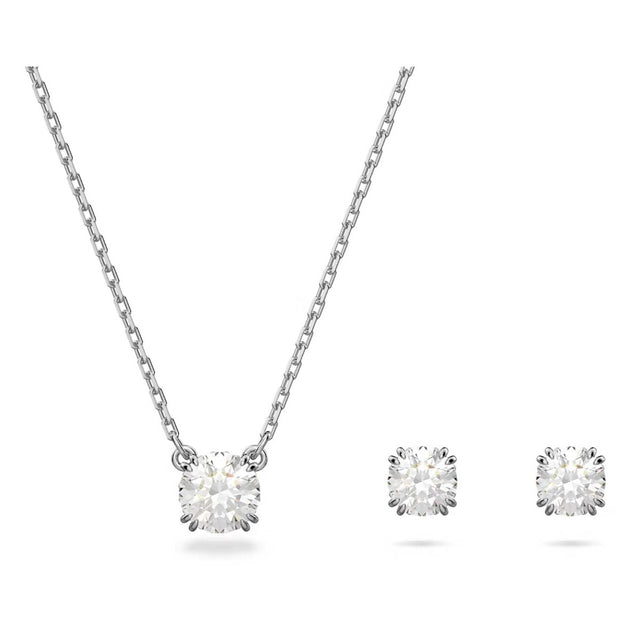 Swarovski Constella Set, Round Cut, White, Rhodium Plated
