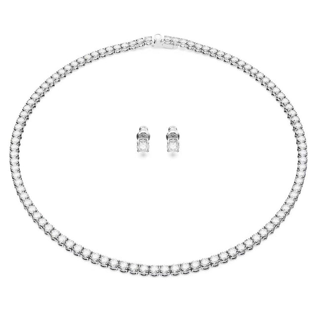 Swarovski Matrix Tennis set, Round cut, White, Rhodium plated
