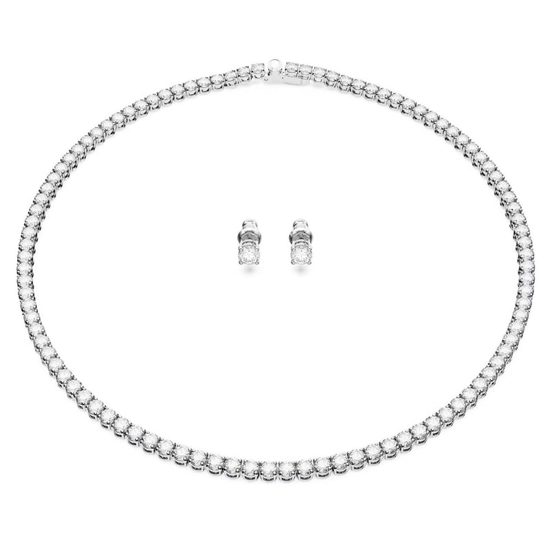 Swarovski Matrix Tennis set, Round cut, White, Rhodium plated
