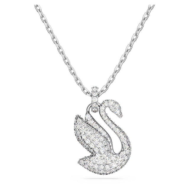 Swarovski Iconic Swan Pendant, Swan, Small, White, Rhodium plated
