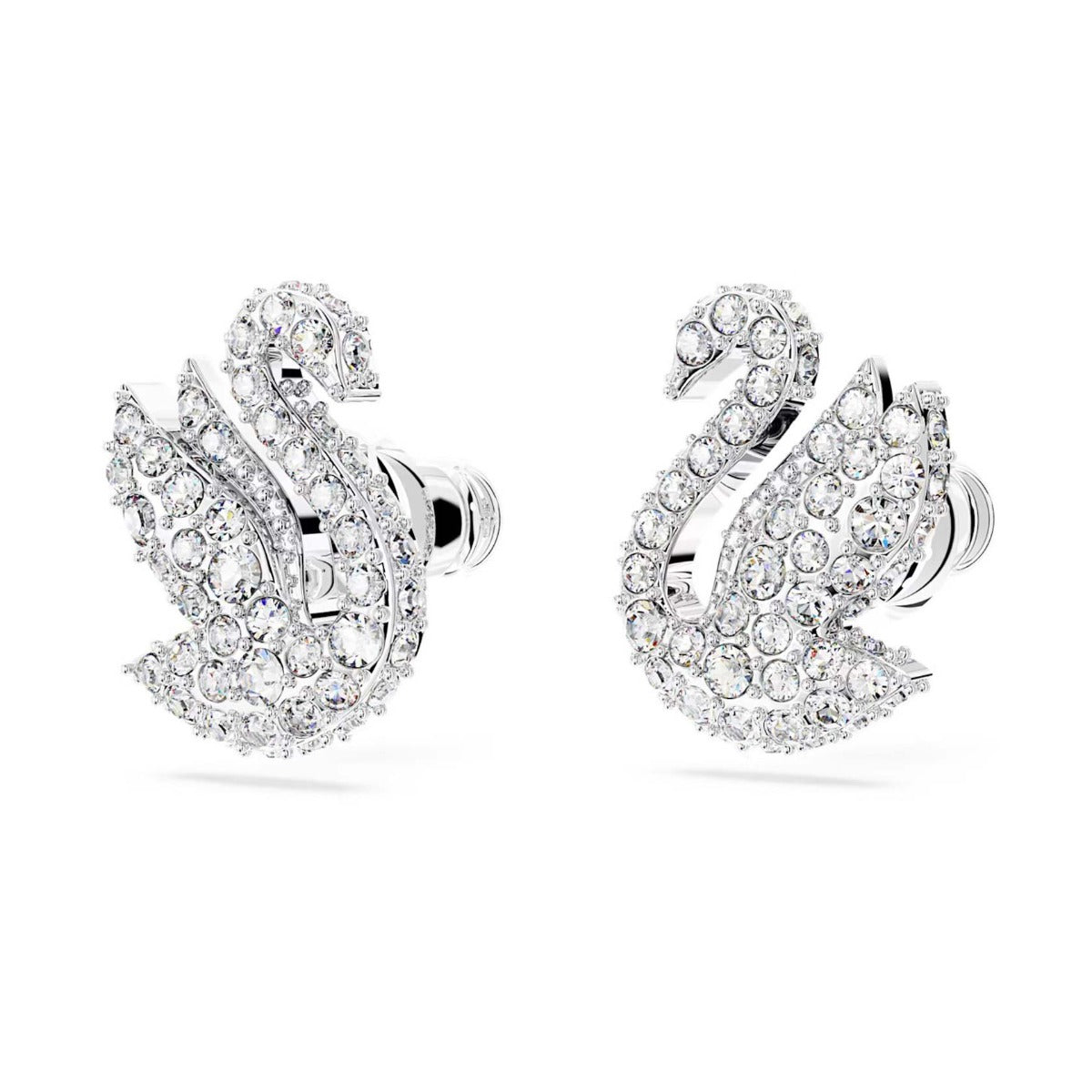 Swarovski Iconic Swan Stud Earrings Swan, White, Rhodium plated – David ...