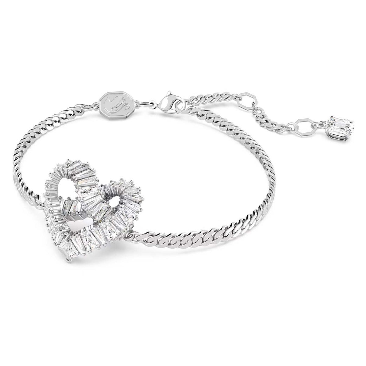 Swarovski Matrix Bracelet, Heart, White, Rhodium Plated – David Shuttle Ltd