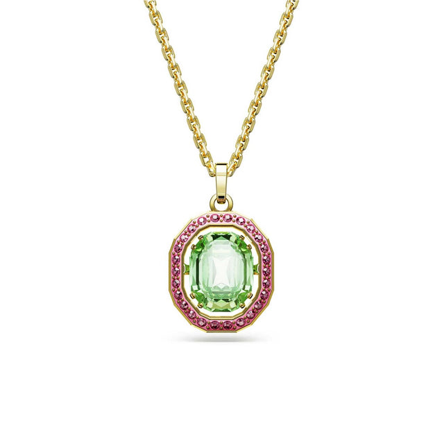 Swarovski Chroma pendant, Octagon cut, Multicolored, Gold-tone plated
