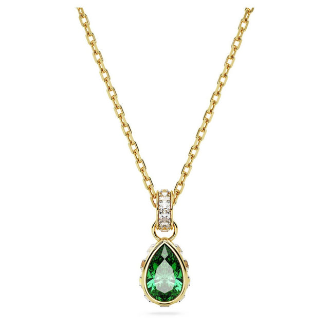 Swarovski Stilla Pendant, Pear Cut, Green, Gold-tone Plated
