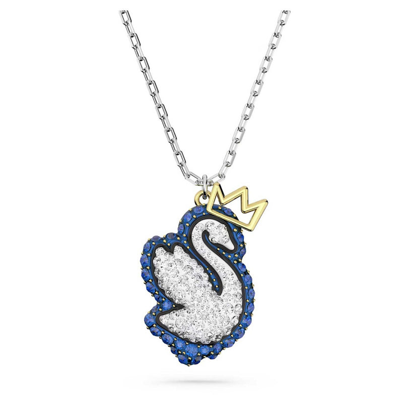 Swarovski Pop Swan pendant, Swan, Blue, Rhodium plated
