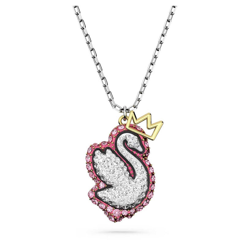 Swarovski Pop Swan pendant, Swan, Pink, Rhodium plated
