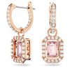 Swarovski Millenia Drop Earrings, Octagon Cut, Pink, Rose Gold-tone Plated