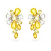 Swarovski Gema drop earrings, Mixed cuts, Flower, Yellow, Gold-tone plated