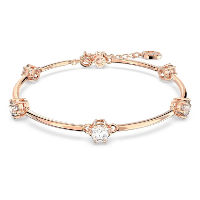 Swarovski Constella Bangle, Round Cut, White, Rose Gold-tone Plated
