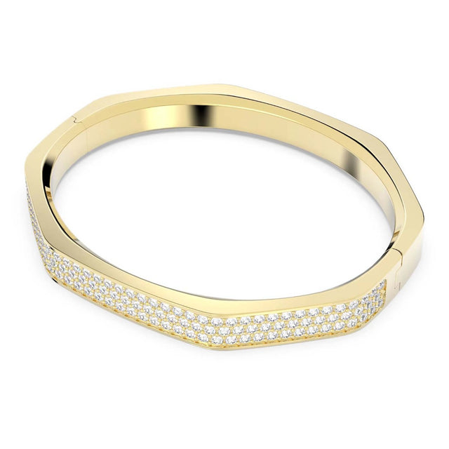 Swarovski Dextera Bangle, Octagon Shape, Medium, White, Gold-tone Plated