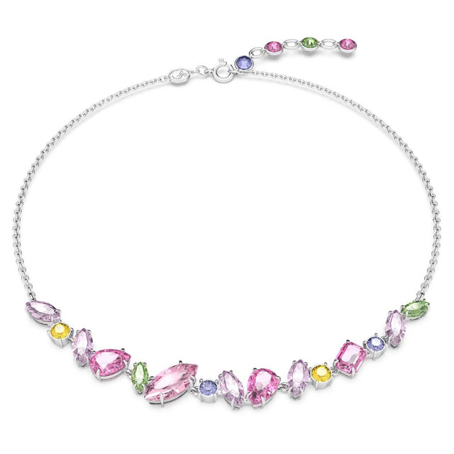Swarovski Gema necklace, Mixed cuts, Multicolored, Rhodium plated
