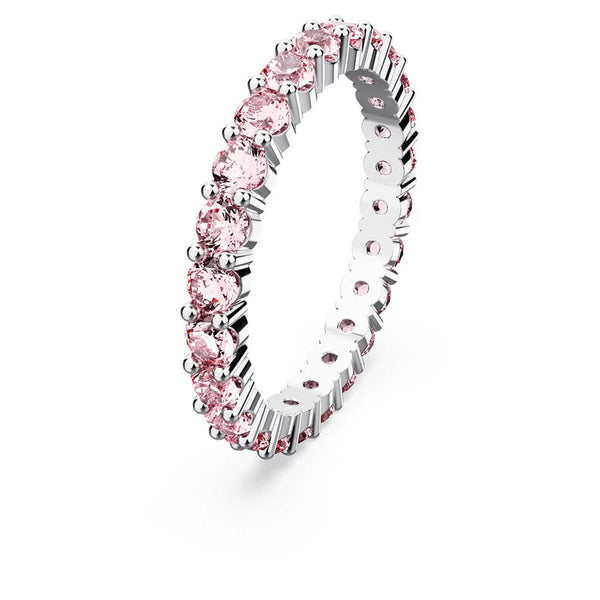 Swarovski Matrix Size 52 ring, Round cut, Pink, Rhodium