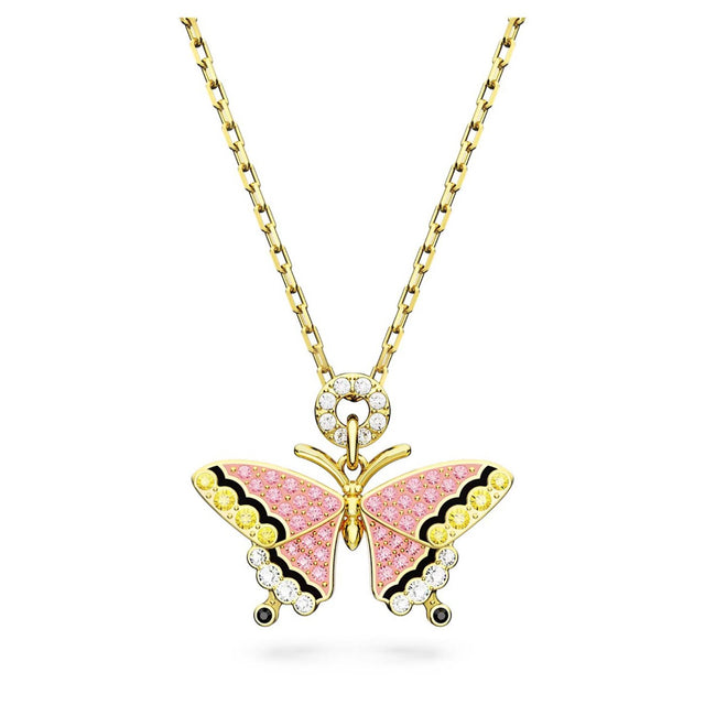 Swarovski Idyllia pendant, Butterfly, Multicolored, Gold-tone plated
