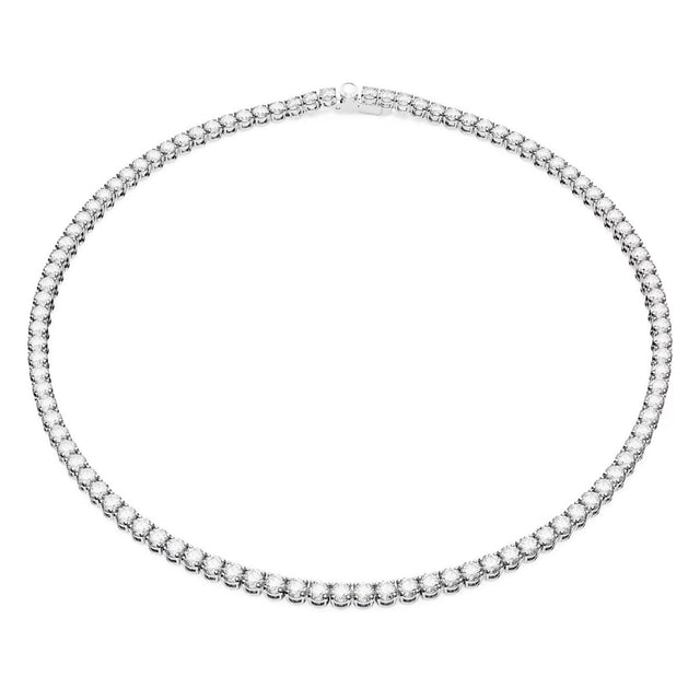 Swarovski Matrix Tennis necklace, Round cut, Small, White, Rhodium plated
