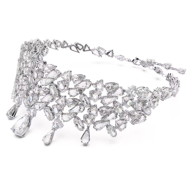 Swarovski Mesmera choker, Mixed cuts, White, Rhodium plated