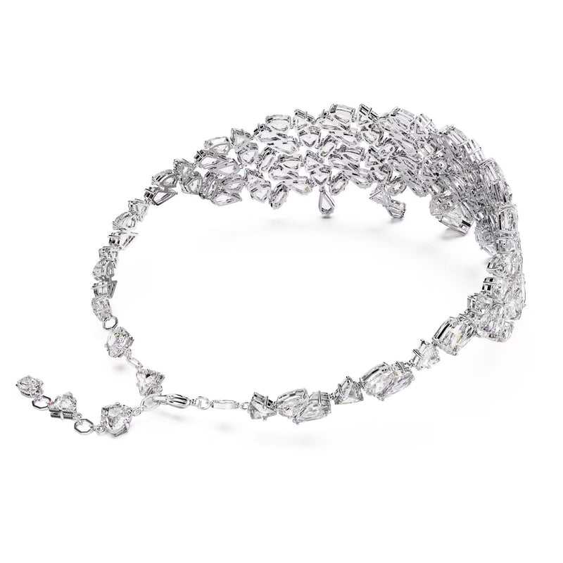 Swarovski Mesmera choker, Mixed cuts, White, Rhodium plated