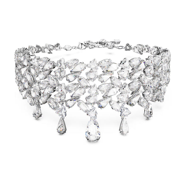 Swarovski Mesmera choker, Mixed cuts, White, Rhodium plated